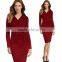 Women's Elegant Faux Wrapped Ruched Detachable Belted Bowknot Wear to Work Office Stretch Bodycon Fitted Dress