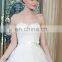 ED Strapless A-line Bow Belt Lace Applique Organza Wedding Dress