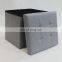 Gray modern fabric linen ottomans storage box stool high quality homely supply ottoman saving space