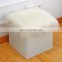 Reatai hot sale white faux fur leather foldable storage box plush ottoman for sitting and storage