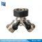 Nickel plated 2 Way Solid Ball Valve Hose Splitter with Rubberized Comfort Grip