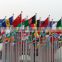 flying national flags banners