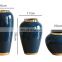 Golden edge blue color Jingdezhen ceramic vase set of 3 piece for Living room decoration