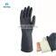 High Quality Lightweight Thin 33cm En388 Heavy Duty Black Flock Lined Natural Latex Diamond Grip Rubber Glove