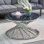 Tiptop Cheap Design Modern High Quality Clear Tempered Glass Coffee Table With Stainless Steel Base