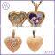 Brass Rose Gold Plated Heart Flower Photo Frame Locket Pendant Necklace