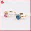 Gold plated natural rainbow round druzy agate stone adjustable knuckle ring