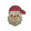 Hot sale Christmas jewelry zinc alloy rhinestone full jewelled Santa Claus brooch