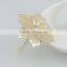 fashionable golden leaves shape crystal napkin rings