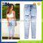 Big yards of Europe and American high waist snowflakes hole sexy female jeans trousers