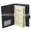 customized size PU leather business portfolio notepad with rotatable round calculator and card holders