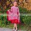 Hot sale good quality red rose flower dress beautiful party dress baby birthday dress oem children ruffle dress