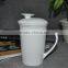 chinese white porcelain tea cup mug with filter and lid