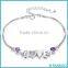 2016 Wholesale Fashion 925 Sterling Silver Purple CZ Love Charm Bracelets For Women Jewelry