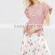 Bulk wholesales new fashion woman crochet spandex rib knit casual t shirts