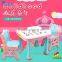 Cartoon kids writing table and chair set plastic preschool children study table