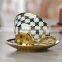 250ml Golden printing ceramic coffee mug with saucer
