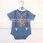 SR-267B baby romper custom print baby clothing wholesale china one piece plain baby rompers with tie and belt