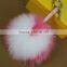Myfur Hot Sale Pink Cute Heart Pattern Real Soft Fox Fur Key Ring Bag Charm