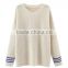 EY0911S 2-color stripe long sleeve pullover sweater for women