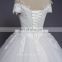 High-end customize V neck cap sleeve long trail ball gown 2017 Aline wedding dresses