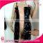 2016 sexy woman leather dress night club PU dress black zipper up clubwear