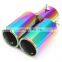Universal Tip Dual-outlet Stainless Steel Exhaust Muffler Full Color Straight Pipe 61mm Car Exhaust pipe Car styling