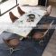 Superior Quality Marble Countertop Dinning Tables with Leather Chairs Dinning Room Set