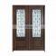 Walnut wood framed commercial main door designs double glass doors