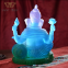 Luxury Pate de Verre Handmade Colored Crystal Ganesha Buddha Statue