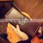 Large Capacity Genuine Leather Vintage Style Snap Button Brand Long Clutch Wallet Bag for Women and Girls