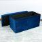 Foldable storage velvet ottoman-Dark Blue