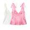 Summer new European and American style women's fashionable and sexy spicy girl bow decoration silk top