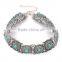 Tibetan Silver Plated Alloy Chain Mosaic Turquoise Statement Boho Choker Necklace