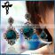 2014 new fashion ladies stud designs color glass crysta pearl retro earrings in zinc alloy jewelry E00061