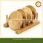Different Natural Four Bamboo Coasters with a Holder