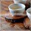 HANDCRAFT COASTER WOODEN NATURAL WOOD SET 6 PCS COFFEE CUP SAUCERS HOME & GARDEN