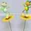 4 Inch Plastic Decorative Green Frog on Lotus Garden Stakes, Piquet de Jardin