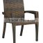 synthetic rattan furniture dining set includes six chairs and dining table with teak wood table top