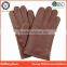 Men's Rabbit Fur Lined Handsewn Deerskin Leather Gloves with Buckle Details