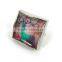 Metal square shaped solid perfume container /lip gloss ring, with changeable epoxysticker,OEM designs accepted.<DACA9018>