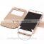 Newest arrival slidable metal button with window for iphone 6 leather phone case