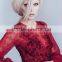 ALD03 Romantic Red Full Lace Appliqued Bodice Formal Party Gown 2016 Latest V Neck Dress with Jacket Long Dress Open Back