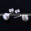 Micro Zircon Paved Stting Round The Center Zircon Sliver Stud Earrings