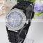 funky stylish Rhinestones Chronograph Silicone Watch display quartz wrist watch custom