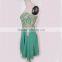 Exquisite green chiffon big size women A-line dress evening dresses long best lladies party wear gown