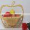 Apple Shaped Bamboo Wooden Fruit Bowl Display Basket Holder Collapsible Folding Oval