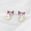AAA 8-9mm drop butterfly fashion sterling silver cheap jewelry white pearl earrings