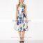 Fashion garment supplier hot selling long all over print girls cut back dress