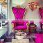 Pink PU leather sofa of cheap salon furniture throne chairs of queen